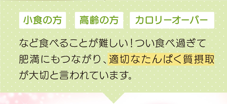 小食の方・高齢の方・カロリーオーバー